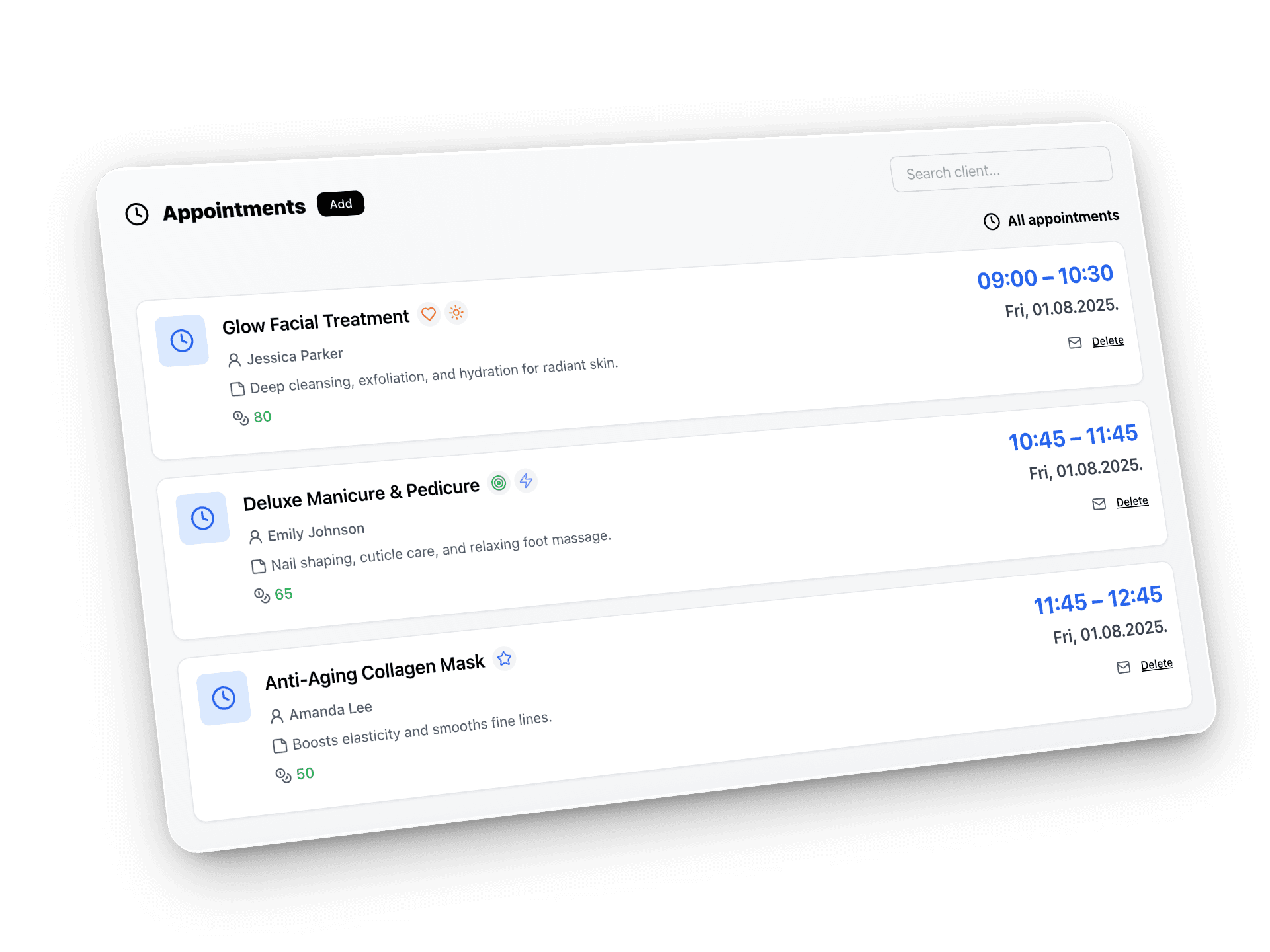 Bizz Scheduler Mockup